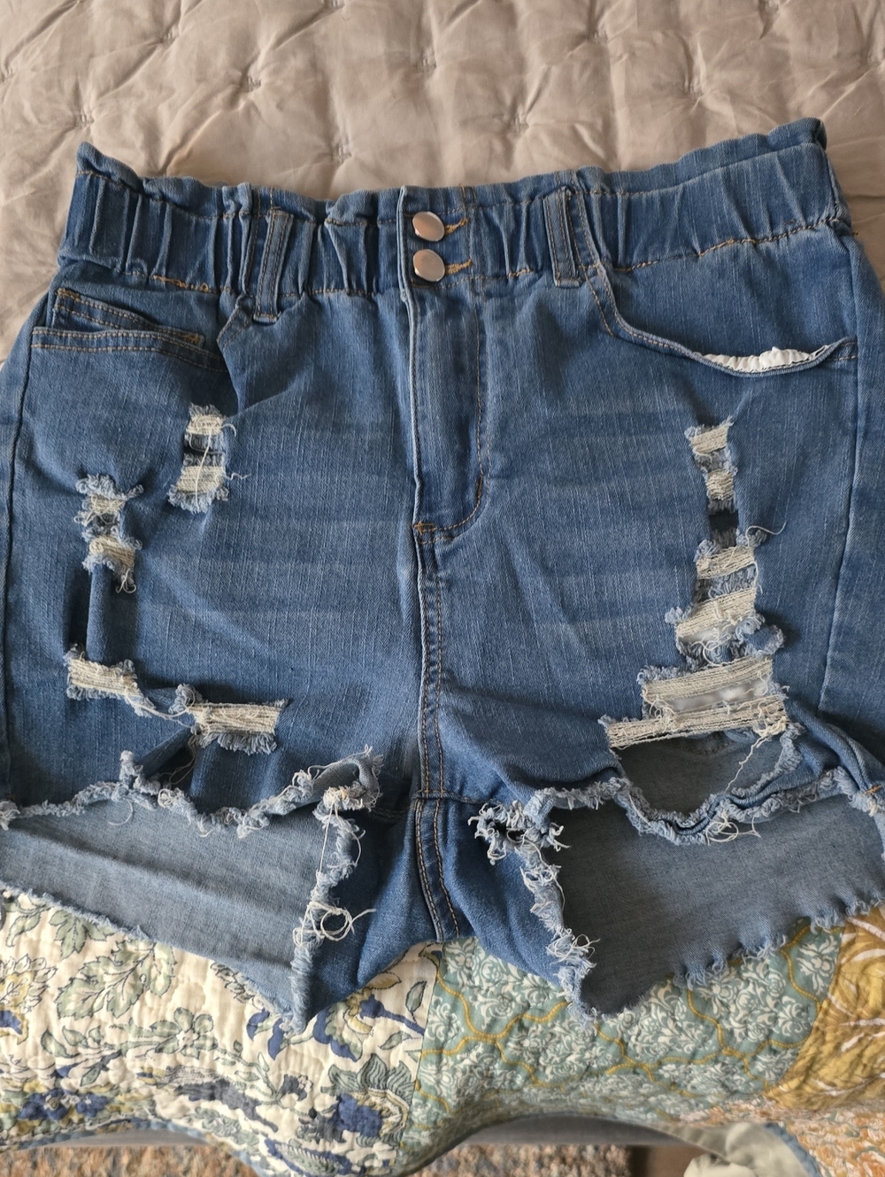 Distressed Blue Denim Women’s Shorts By Shein Size Xl